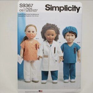 Simplicity S9367 Sewing Pattern 18" Doll Clothes New Factory Folded FF